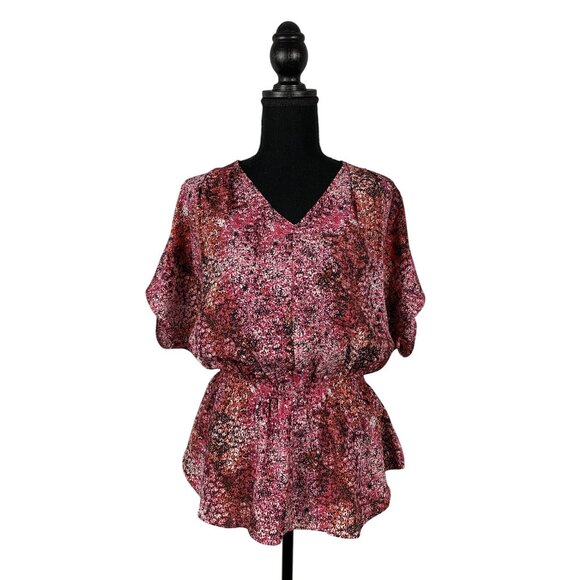 Calvin Klein Jeans Tops - Calvin Klein Jeans Womens Pink & Black Abstract Print Blouse Size Medium